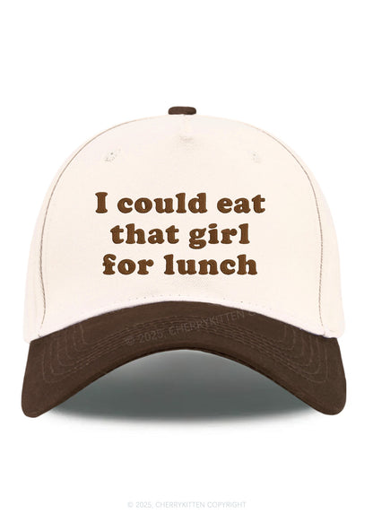Embroidered Eat That Girl For Lunch  Pride Y2K Color Block Baseball Cap Cherrykitten