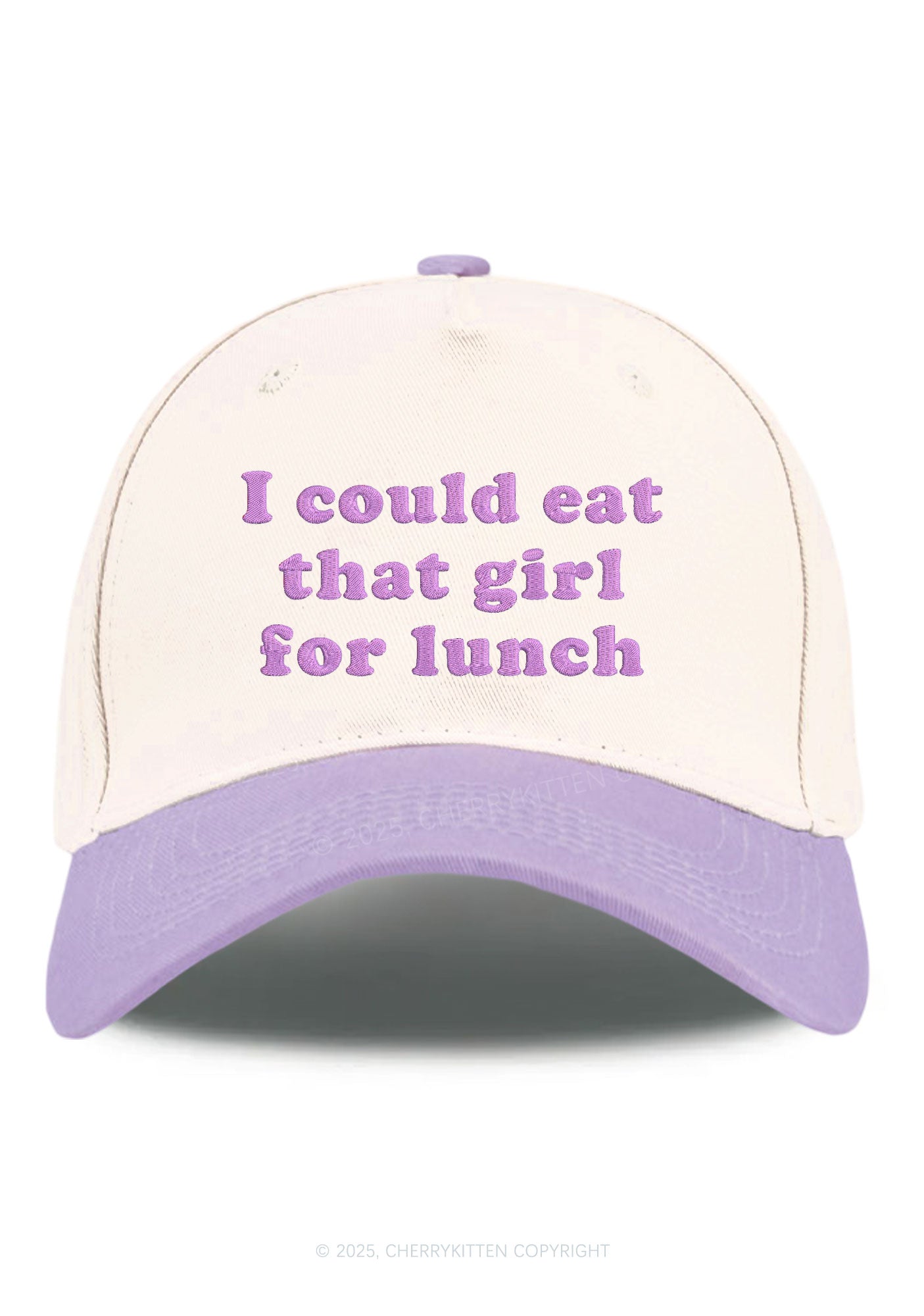 Embroidered Eat That Girl For Lunch  Pride Y2K Color Block Baseball Cap Cherrykitten