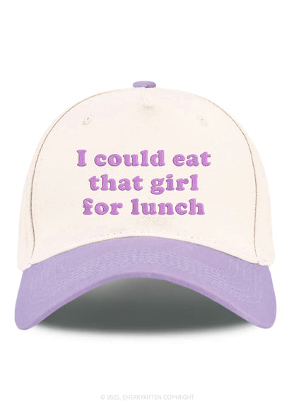 Embroidered Eat That Girl For Lunch  Pride Y2K Color Block Baseball Cap Cherrykitten