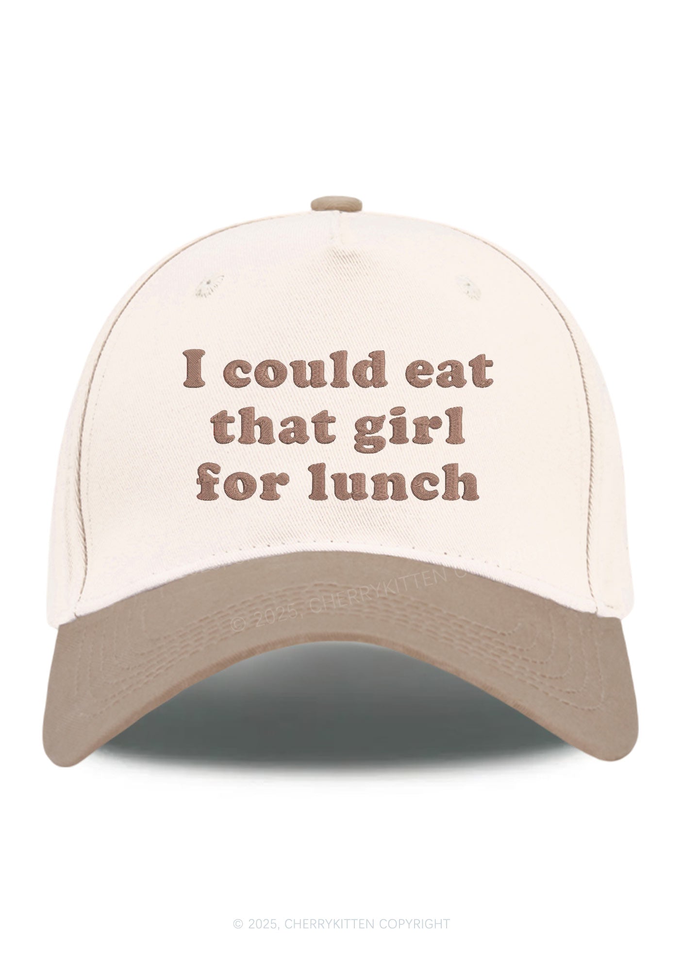 Embroidered Eat That Girl For Lunch  Pride Y2K Color Block Baseball Cap Cherrykitten