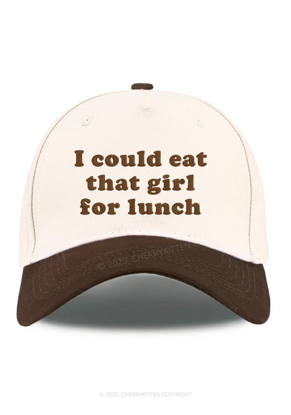 Embroidered Eat That Girl For Lunch Pride Y2K Color Block Baseball Cap Cherrykitten