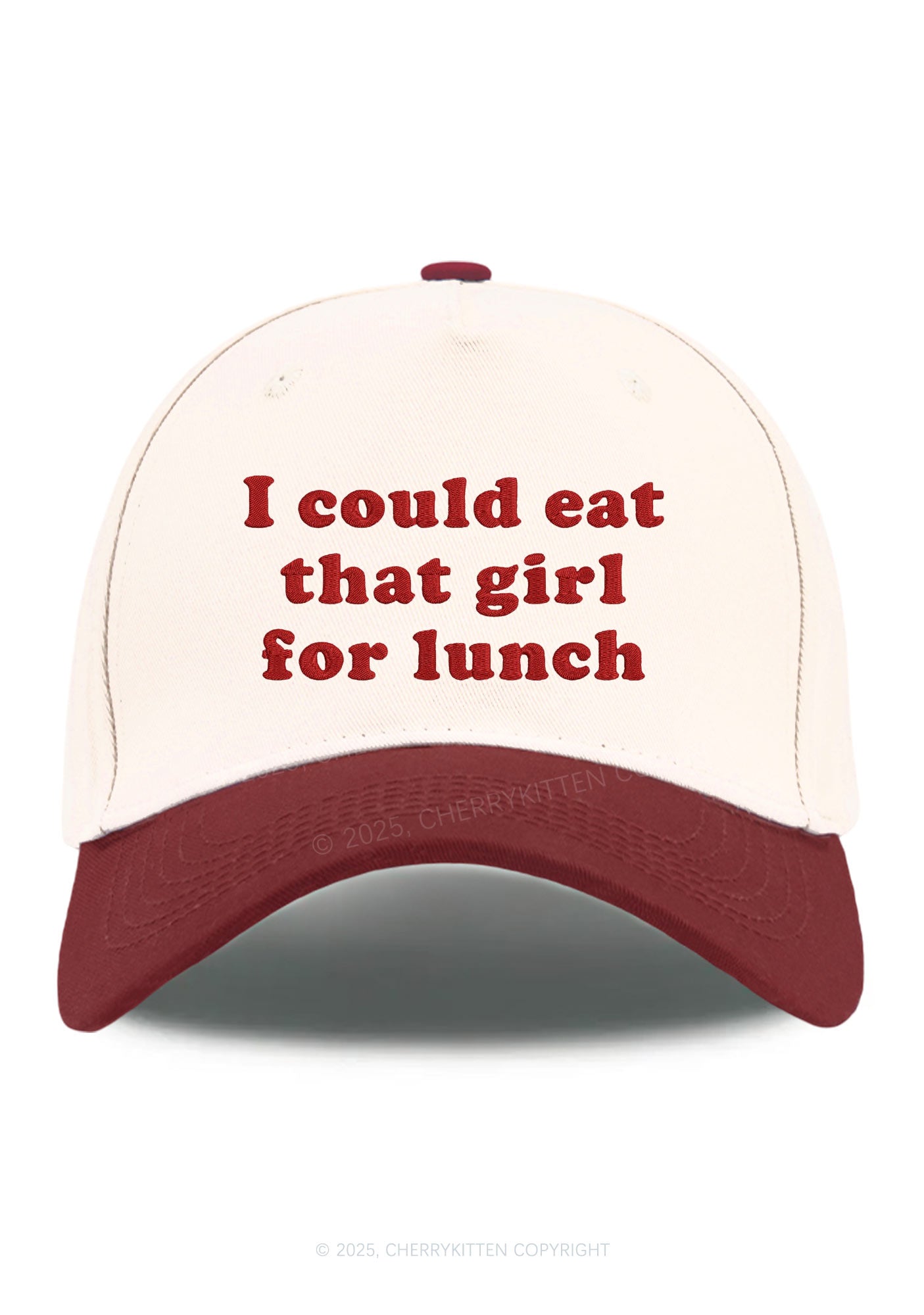 Embroidered Eat That Girl For Lunch  Pride Y2K Color Block Baseball Cap Cherrykitten