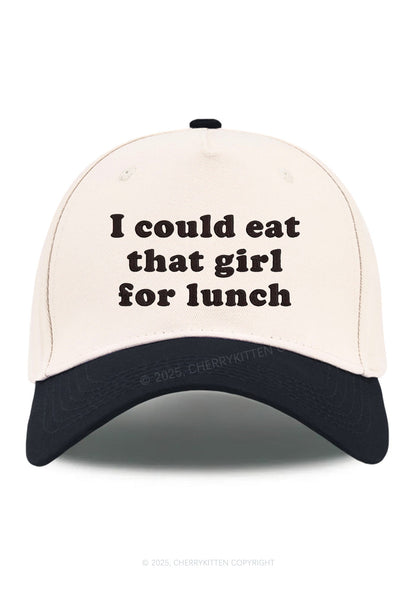 Embroidered Eat That Girl For Lunch Pride Y2K Color Block Baseball Cap Cherrykitten