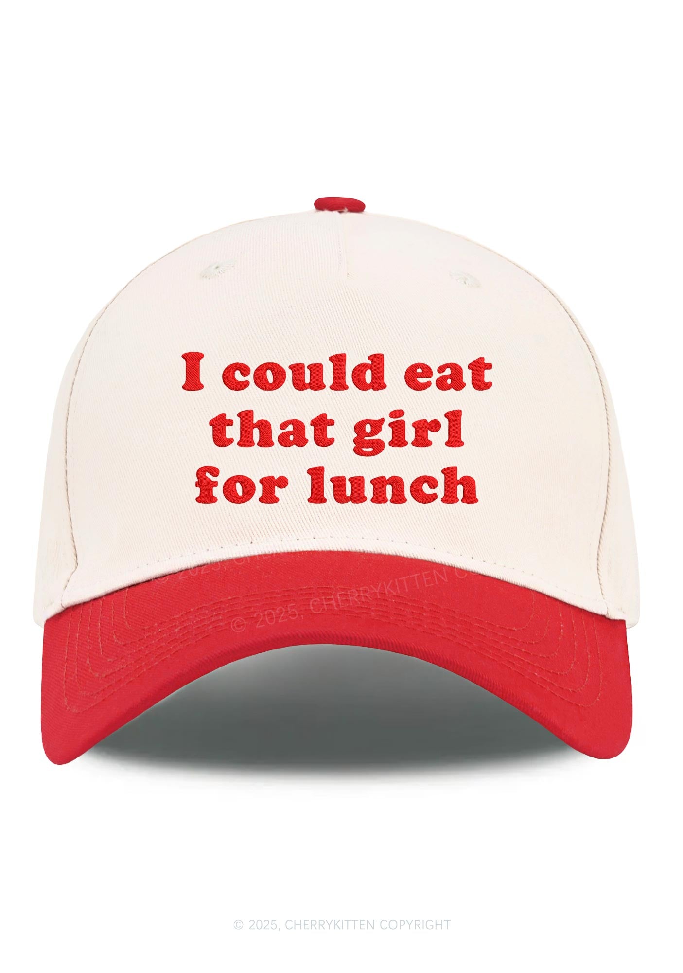 Embroidered Eat That Girl For Lunch  Pride Y2K Color Block Baseball Cap Cherrykitten