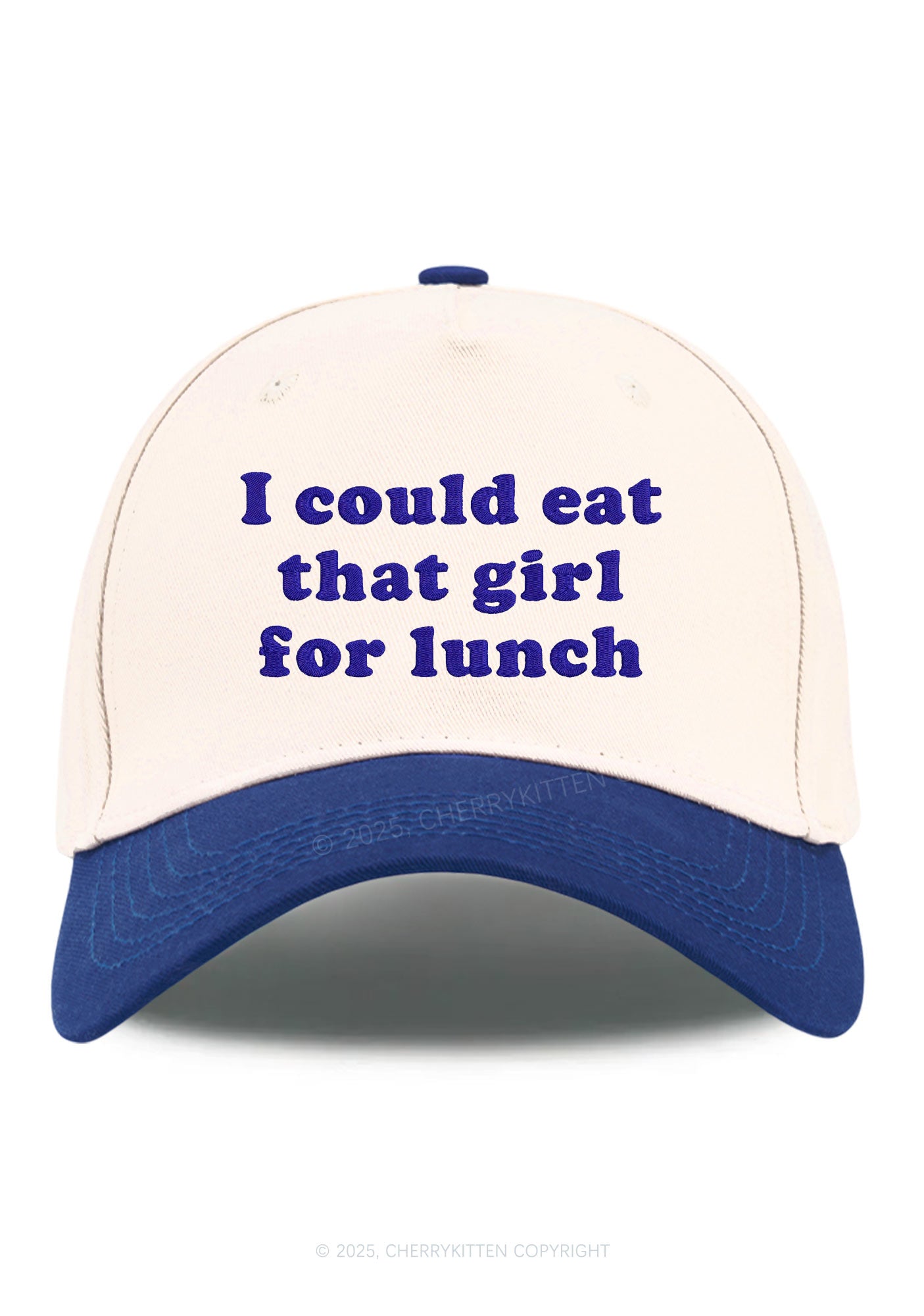 Embroidered Eat That Girl For Lunch  Pride Y2K Color Block Baseball Cap Cherrykitten