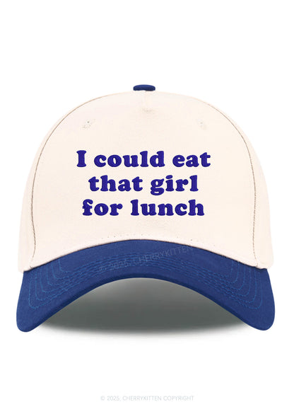 Embroidered Eat That Girl For Lunch  Pride Y2K Color Block Baseball Cap Cherrykitten
