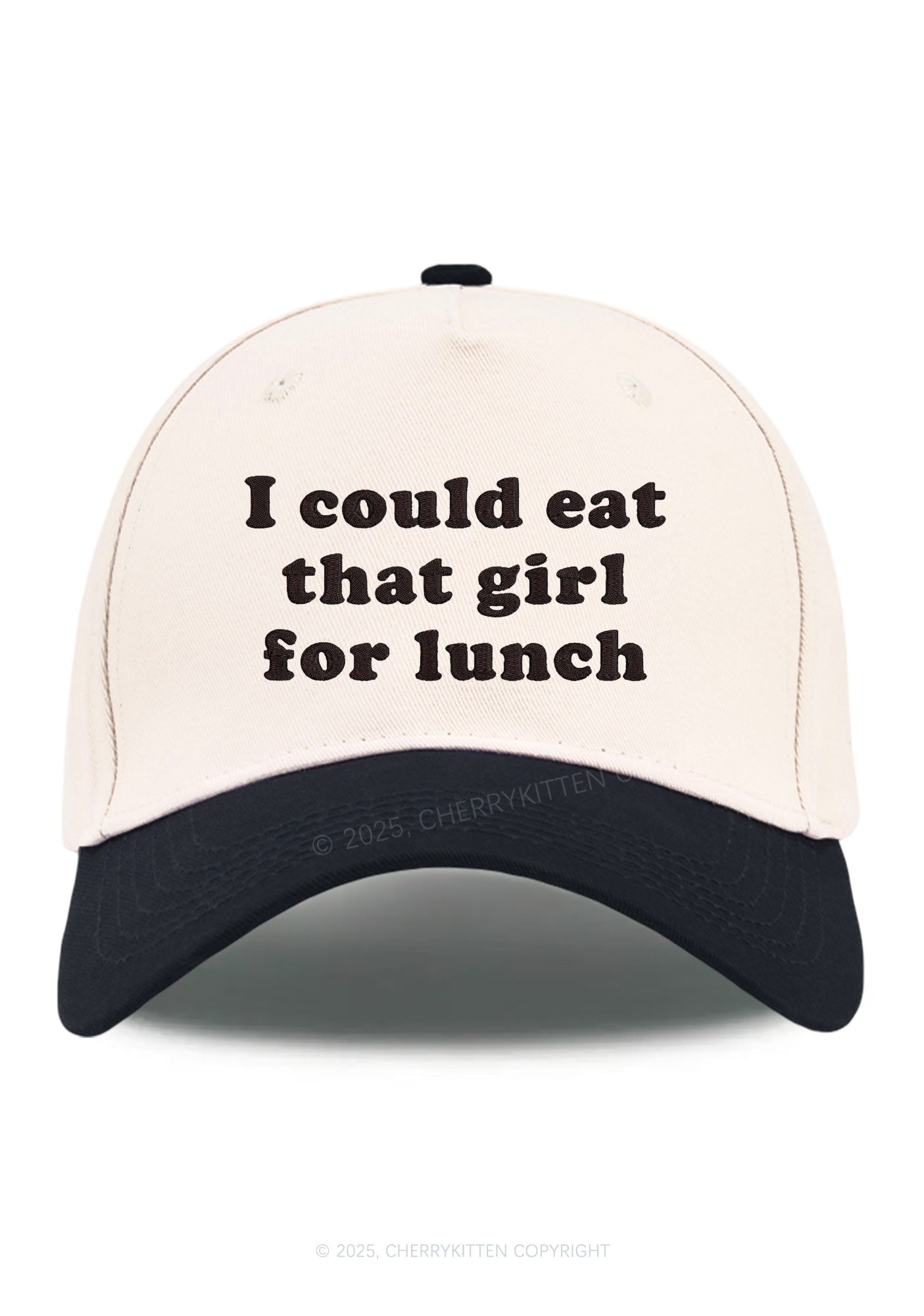Embroidered Eat That Girl For Lunch  Pride Y2K Color Block Baseball Cap Cherrykitten