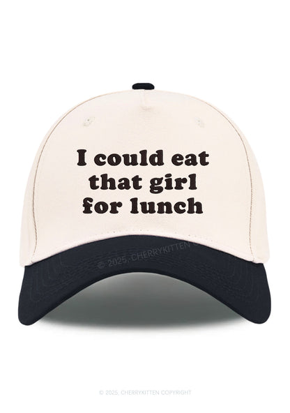 Embroidered Eat That Girl For Lunch  Pride Y2K Color Block Baseball Cap Cherrykitten