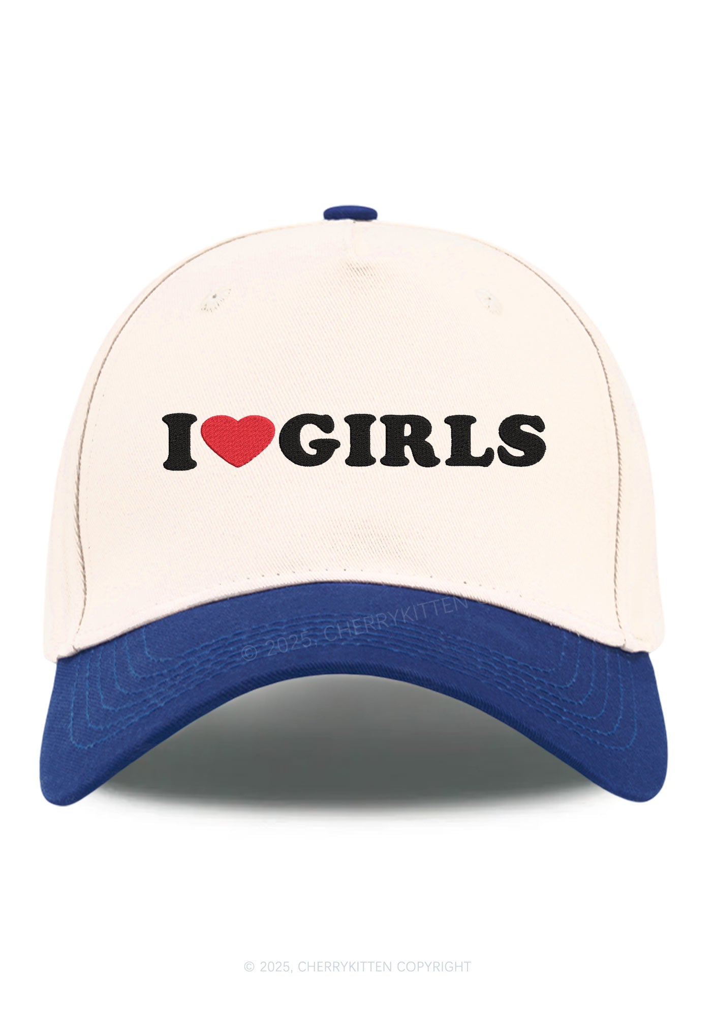Embroidered I Love Girls Pride Y2K Color Block Baseball Cap Cherrykitten