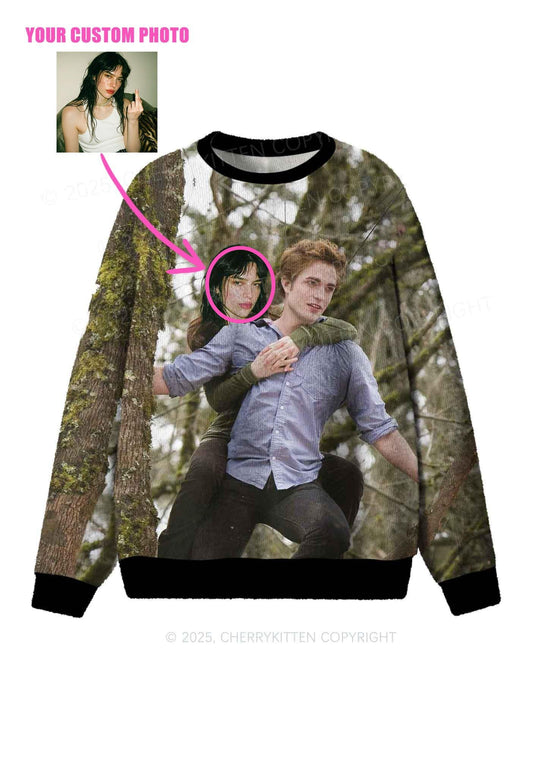 Custom Face Y2K Christmas Knit Sweatshirt Cherrykitten