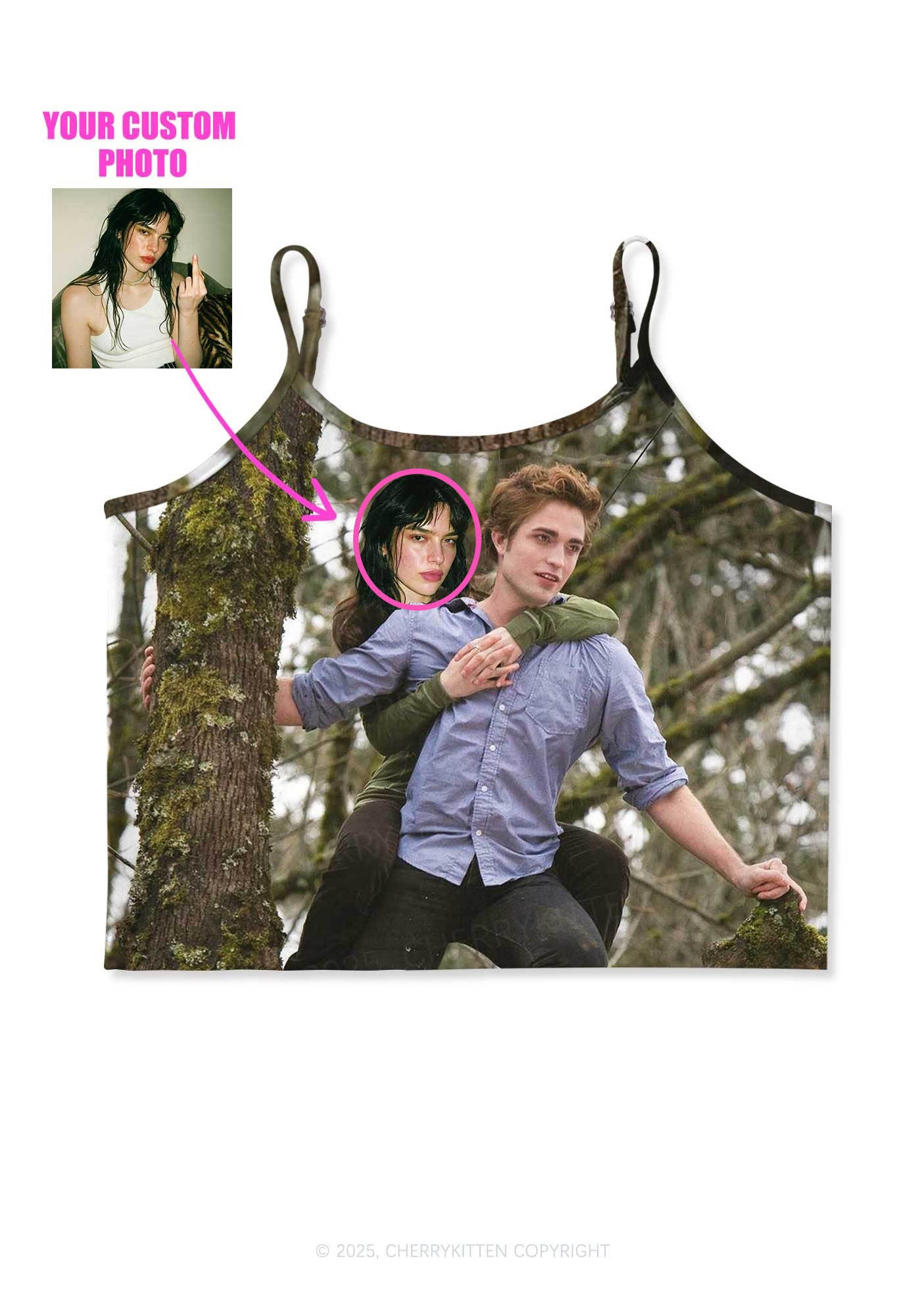 Custom Face Y2K Print Cami Crop Top Cherrykitten