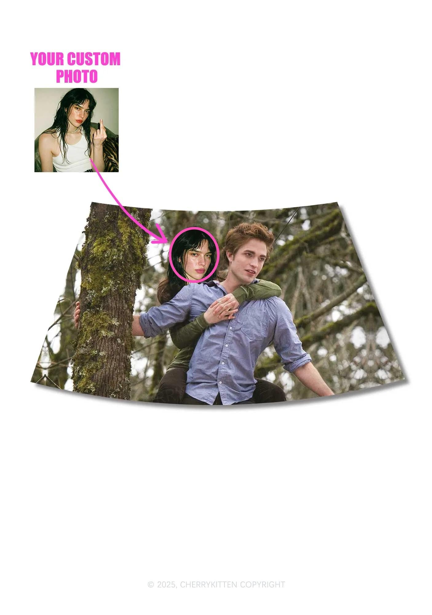 Custom Face Y2K Print Mini Skirt Cherrykitten