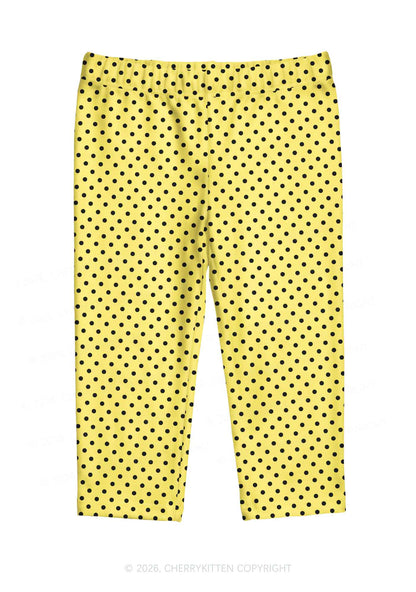 Black Dots On Yellow Y2K Print Capri Pants Cherrykitten