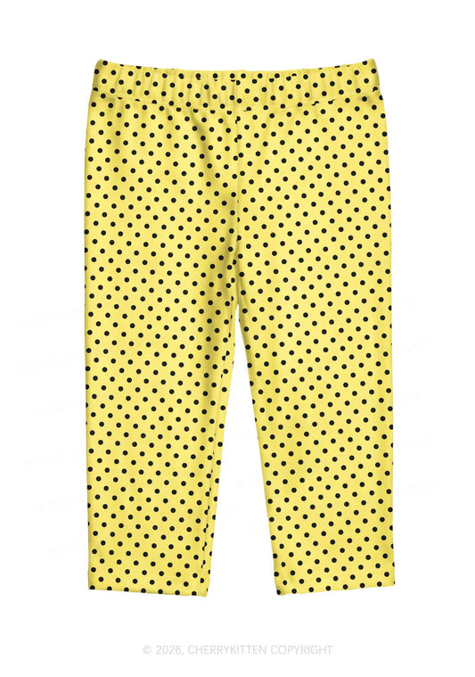 Black Dots On Yellow Y2K Print Capri Pants Cherrykitten