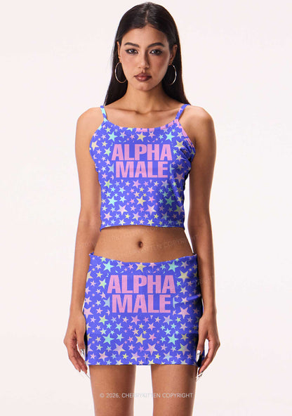 Purple Alpha Male Y2K Print Mini Skirt Cherrykitten