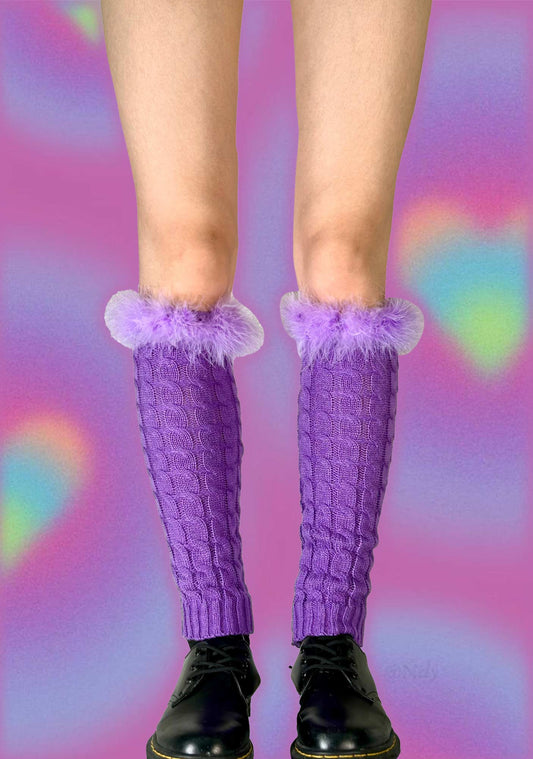 Y2K Colored Feather Knit Leg Warmers