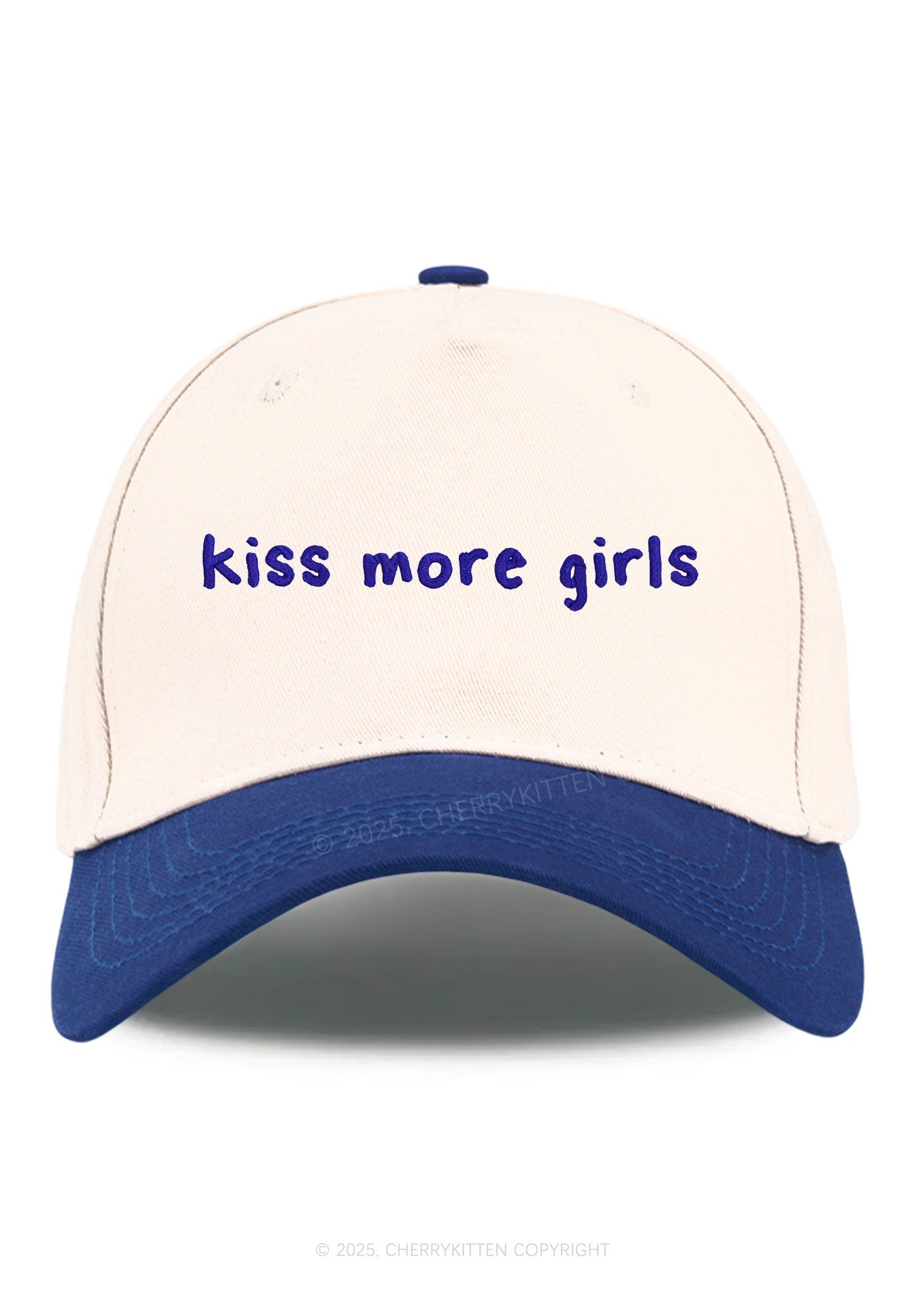 Embroidered Kiss More Girls Pride Y2K Color Block Baseball Cap Cherrykitten