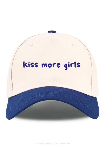 Embroidered Kiss More Girls Pride Y2K Color Block Baseball Cap Cherrykitten