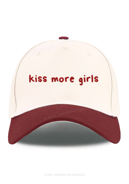 Embroidered Kiss More Girls Pride Y2K Color Block Baseball Cap Cherrykitten