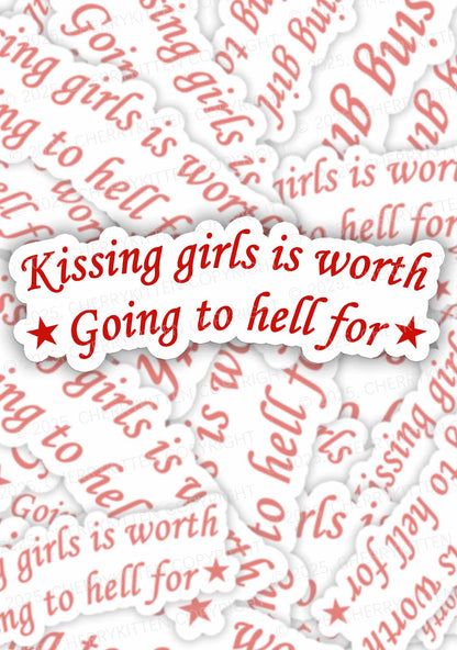 Kissing Girls is Worth Pride 1Pc Y2K Sticker Cherrykitten