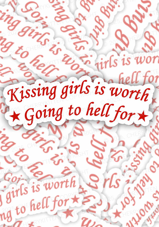 Kissing Girls is Worth Pride 1Pc Y2K Sticker Cherrykitten