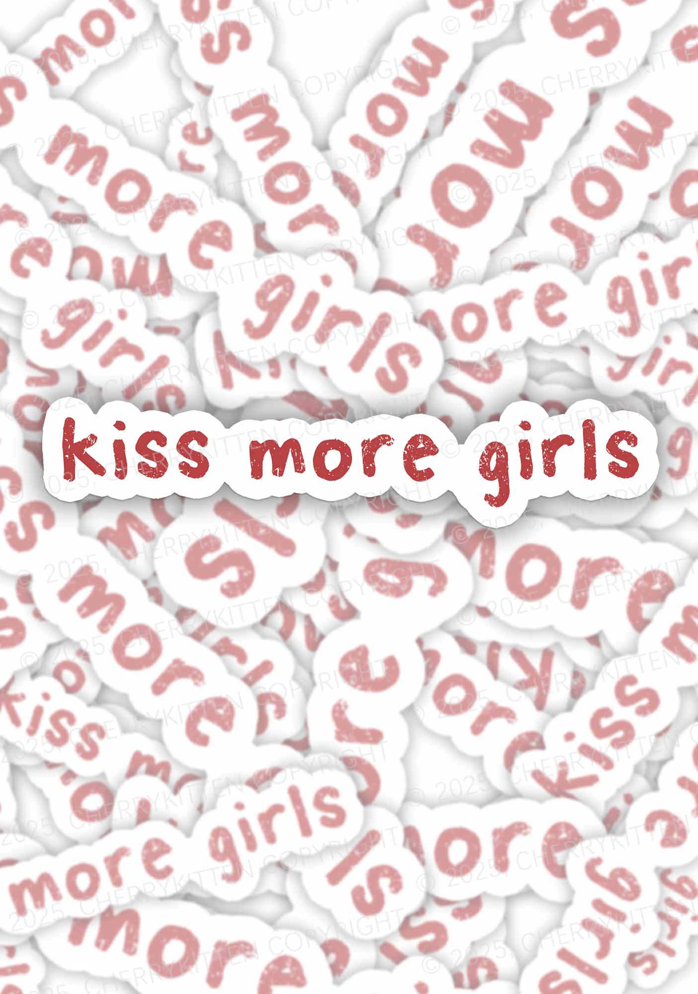 Kiss More Girls Pride 1Pc Y2K Sticker Cherrykitten