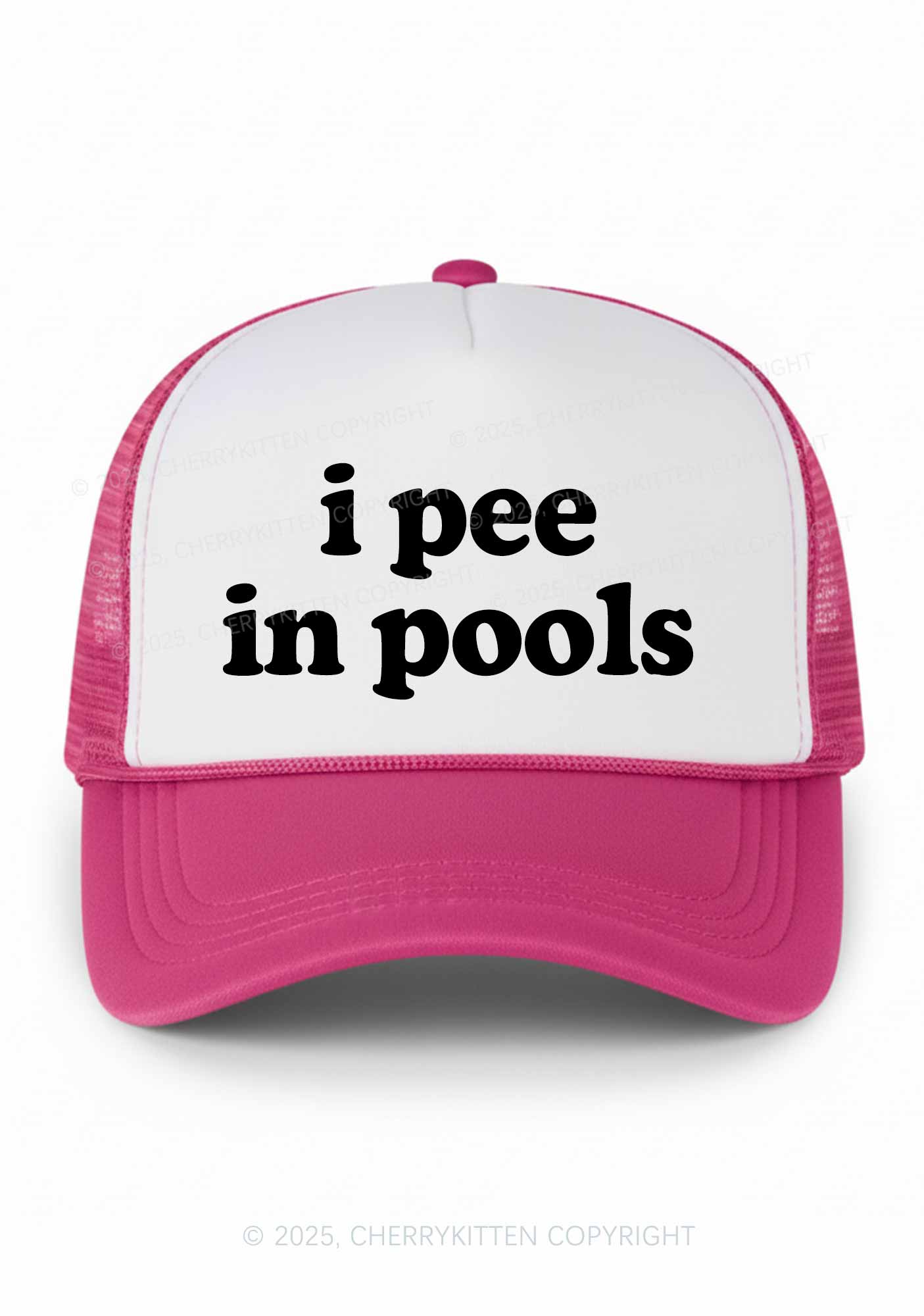 I Pee In Pools Y2K Colorblock Trucker Hat Cherrykitten