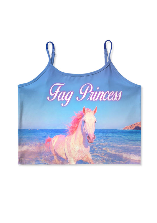 Blue Fag Princess Horse Pride Y2K Print Cami Crop Top Cherrykitten