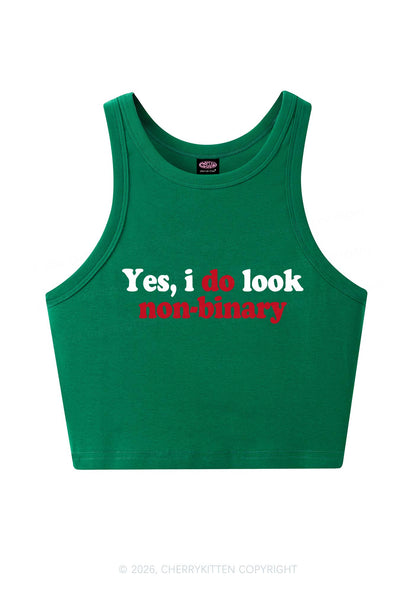I Do Look Nonbinary Pride Y2K Crop Tank Top Cherrykitten