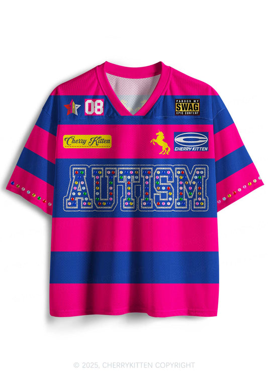 Pink Autism Y2K Sport Jersey Shirts Cherrykitten