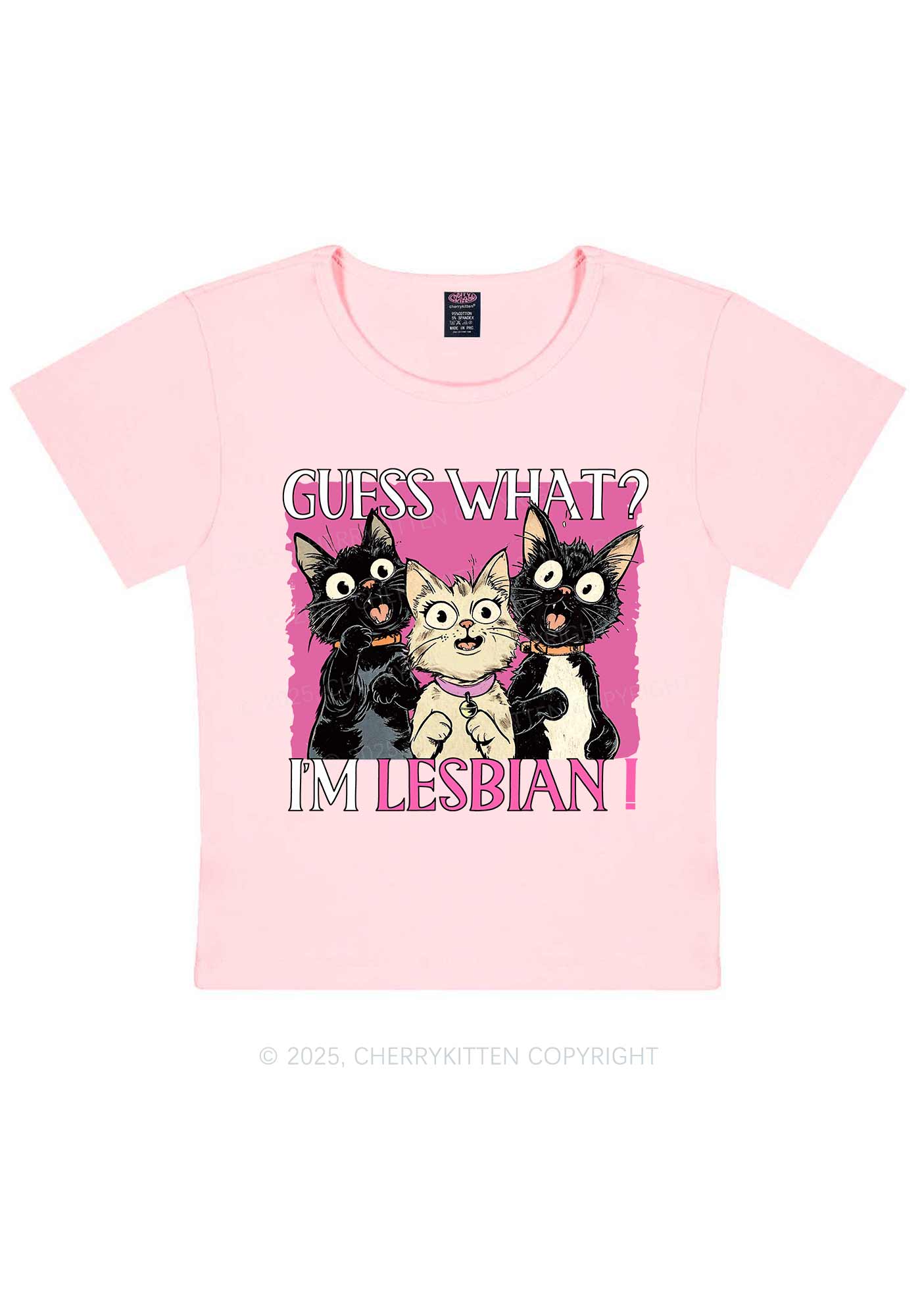 Im Lesbian Cat Pride Y2K Baby Tee Cherrykitten