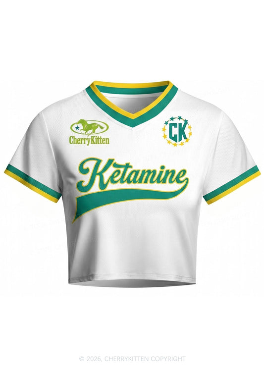 Green Yellow Stripes K Y2K Crop Football Jersey Shirts Cherrykitten