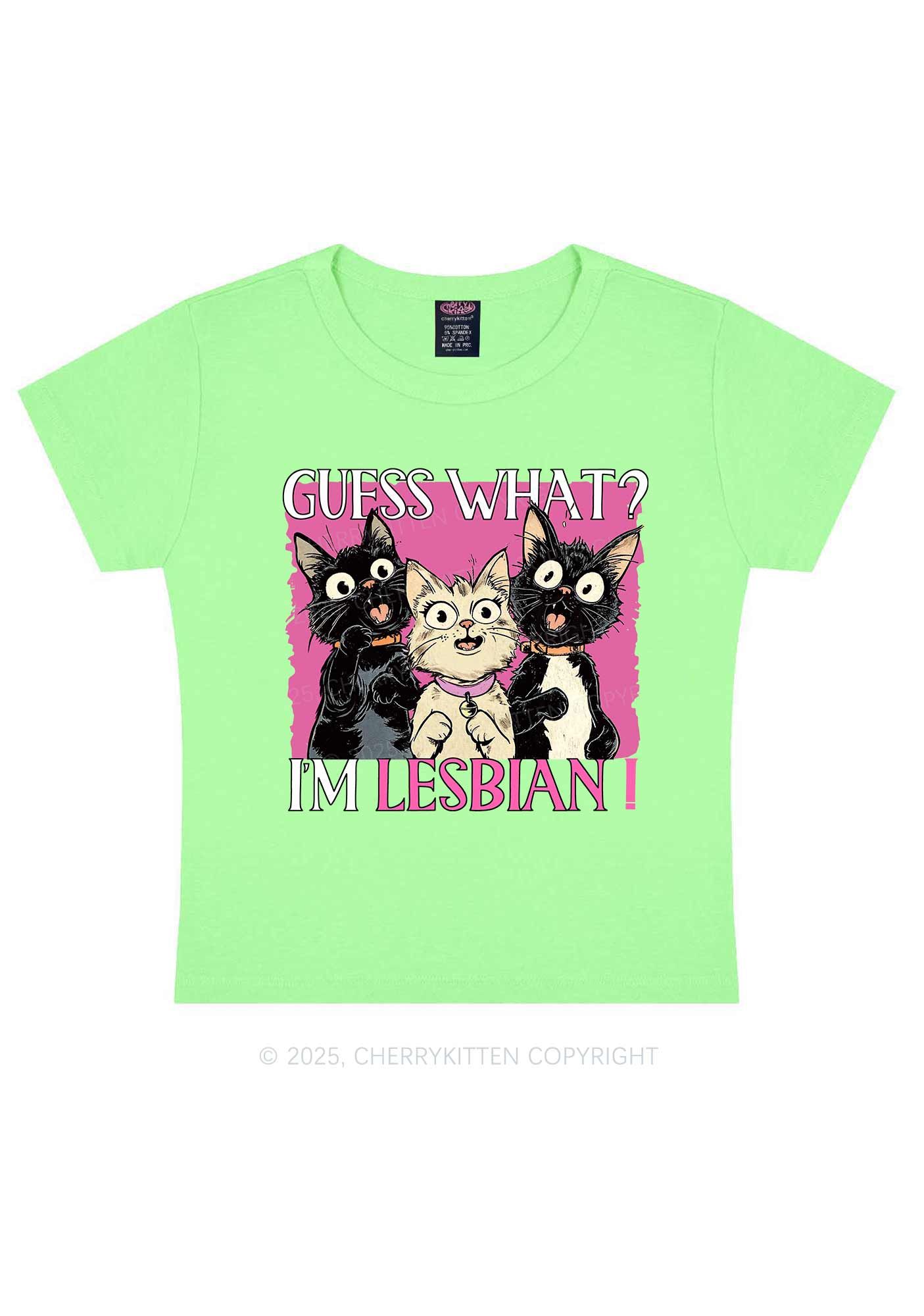 Im Lesbian Cat Pride Y2K Baby Tee Cherrykitten
