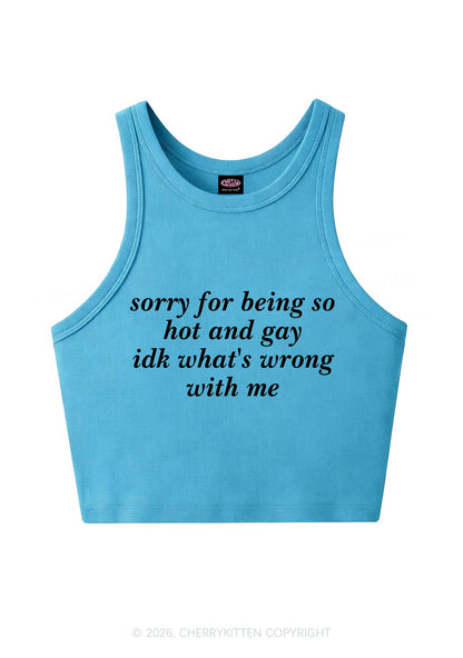 Sorry For Being Gay Pride Y2K Crop Tank Top Cherrykitten