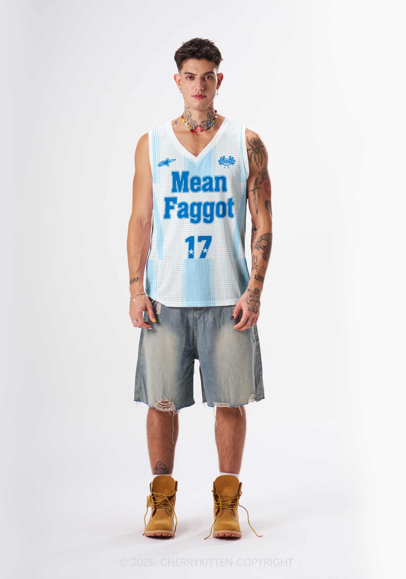 Blue Mean Faggot Pride Y2K Sport Jersey Tank Cherrykitten