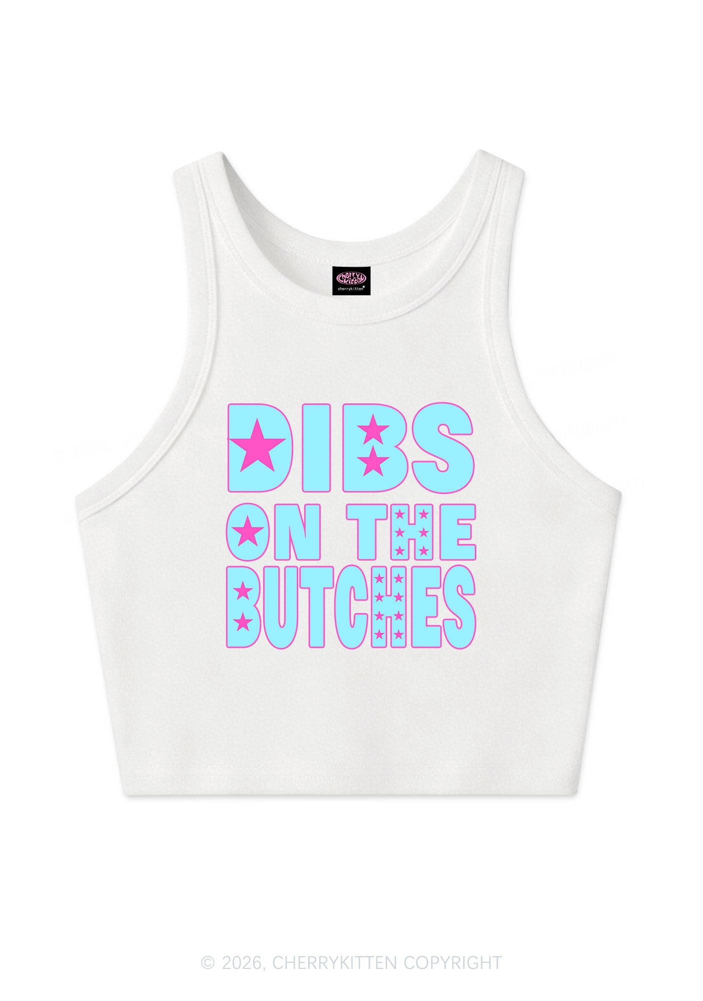 Dibs On The Butches Pride Y2K Crop Tank Top Cherrykitten