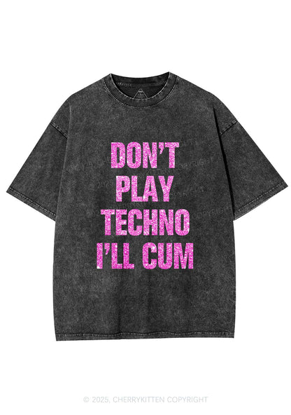 Glitter Dont Play Techno Y2K Shirts Washed Tee Cherrykitten