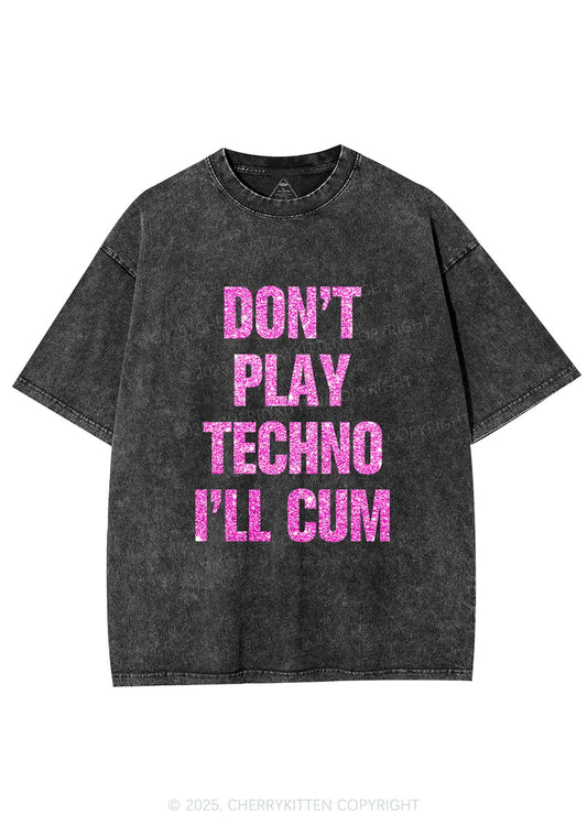 Glitter Dont Play Techno Y2K Shirts Washed Tee Cherrykitten