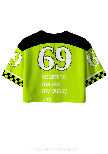 Kxxamine Makes My Puxxy Wet Y2K Crop Sport Jersey Shirts Cherrykitten