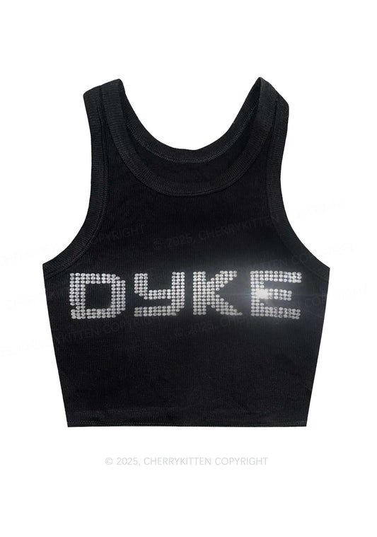 Rhinestone Dyke Pride Y2K Crop Tank Top Cherrykitten