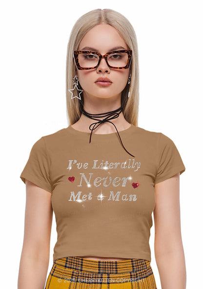 Rhinestone Never Met A Man Pride Y2K Baby Tee Cherrykitten