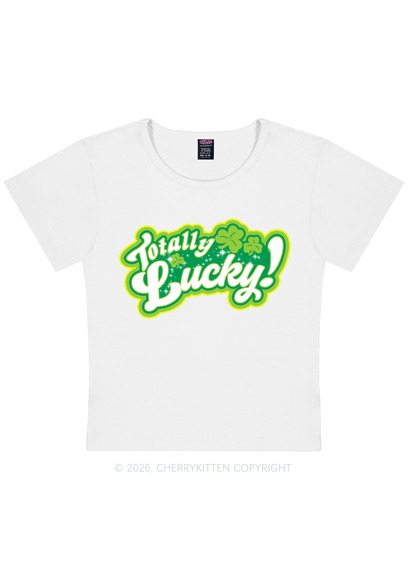 Totally Lucky St Patricks Y2K Baby Tee Cherrykitten