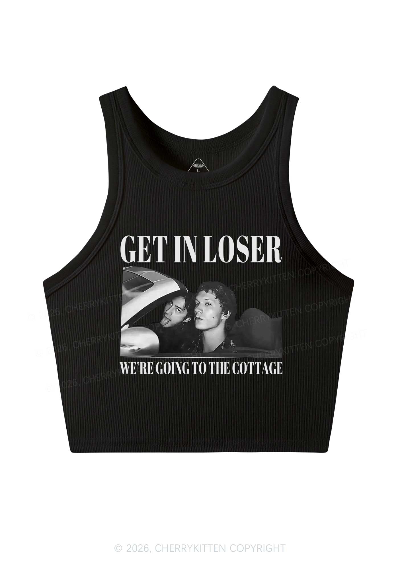Get In Loser HR Y2K Crop Tank Top Cherrykitten