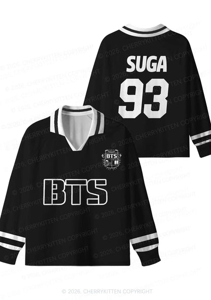 Black Kpop Boys Number Y2K Long Sleeve Sport Jersey Shirts Cherrykitten