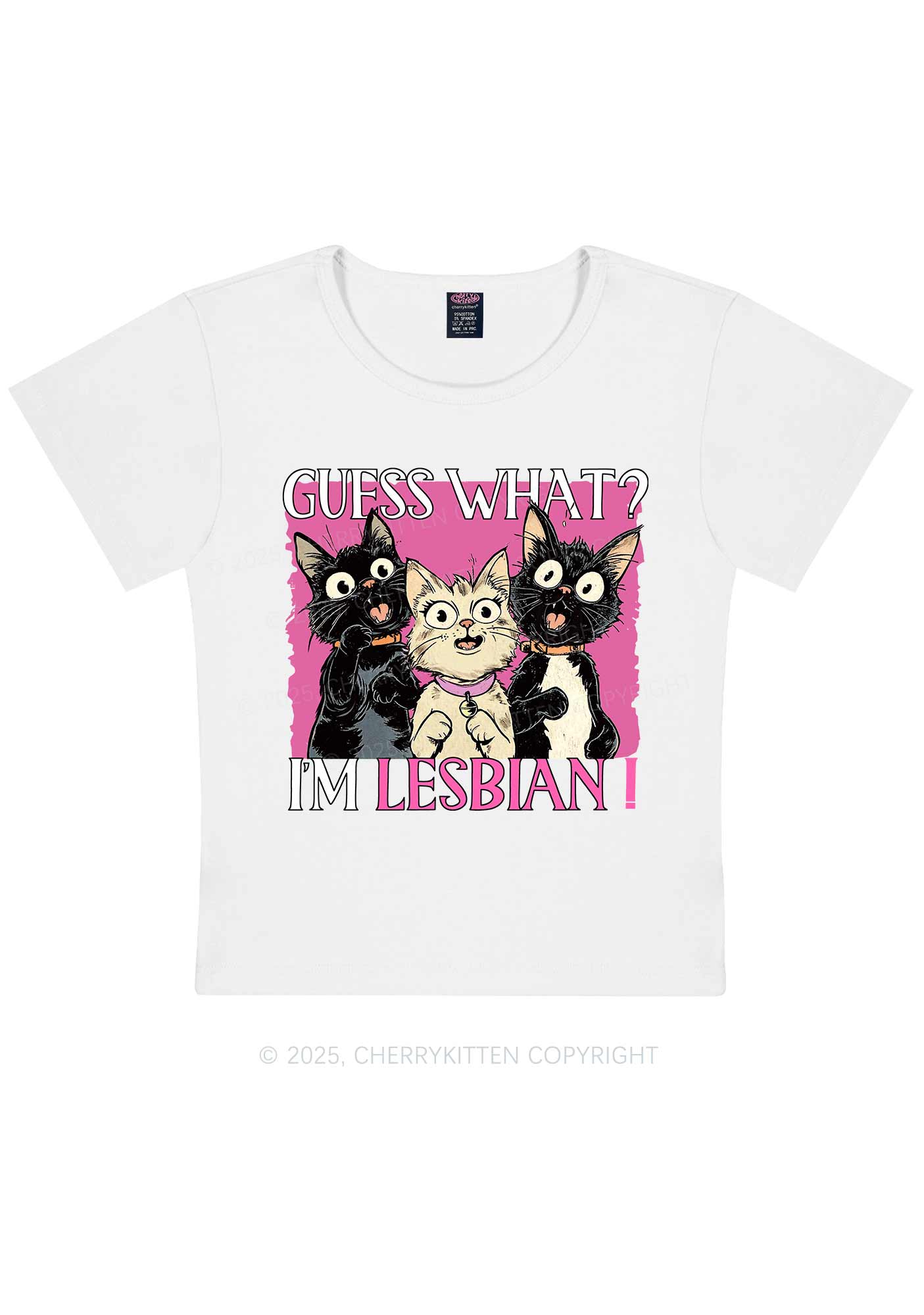 Im Lesbian Cat Pride Y2K Baby Tee Cherrykitten