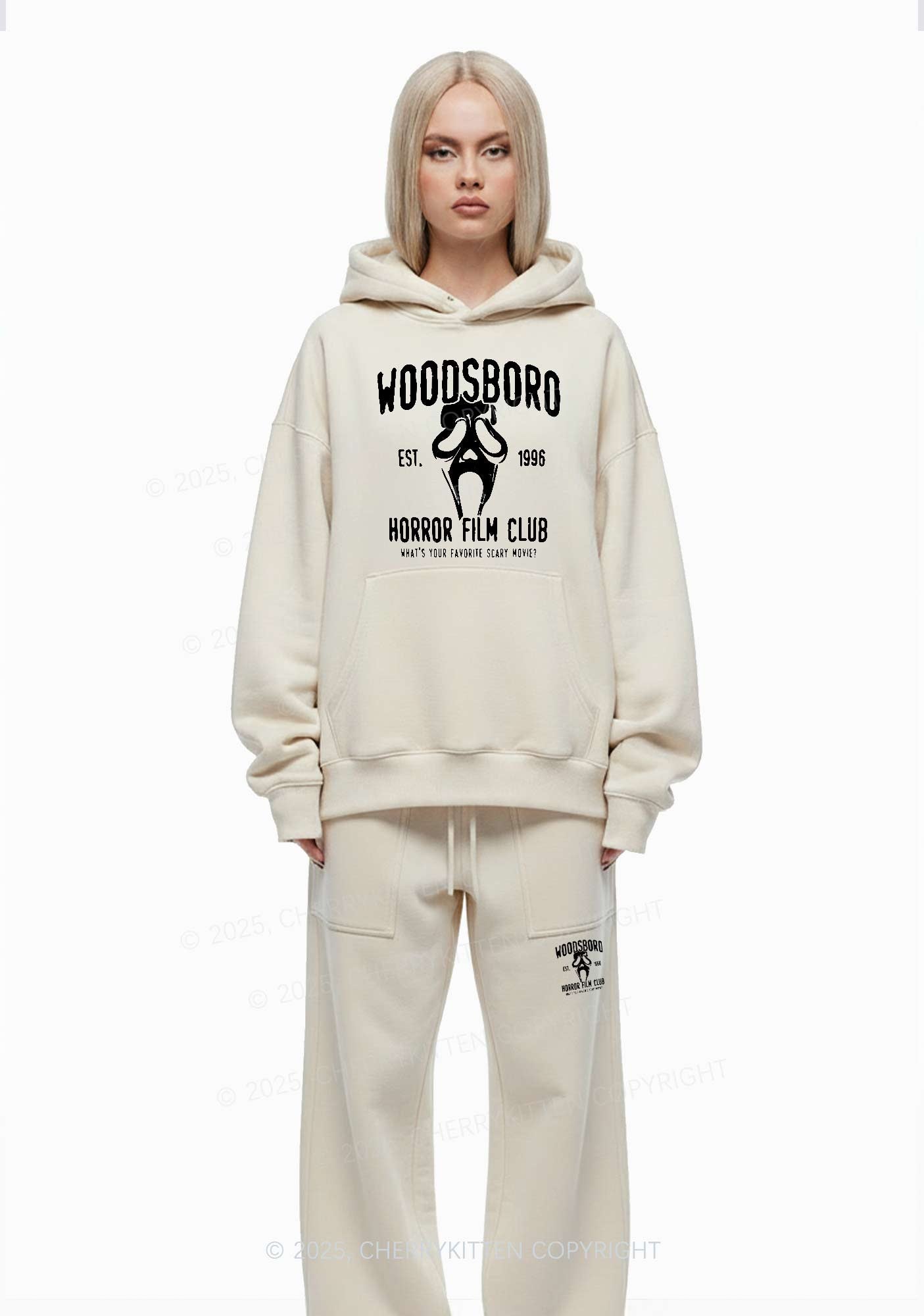 Halloween Horror Film Club Y2K Fleece Hoodie Set Cherrykitten