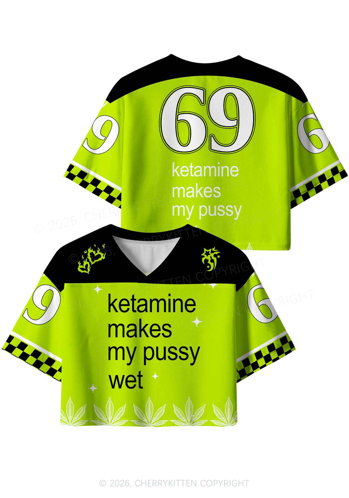 Kxxamine Makes My Puxxy Wet Y2K Crop Sport Jersey Shirts Cherrykitten
