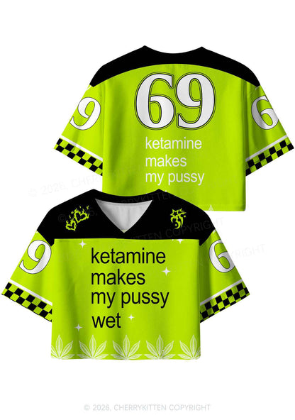 Kxxamine Makes My Puxxy Wet Y2K Crop Sport Jersey Shirts Cherrykitten