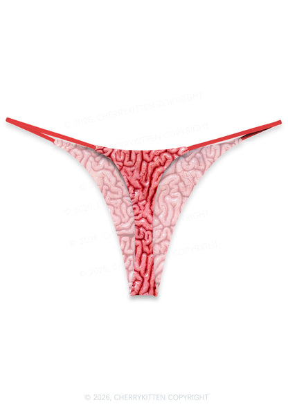 Halloween Fleshy Brain Texture Y2K Print Bikini String Thong Cherrykitten