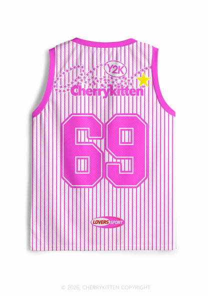 Kiss More Girls Pink Stripes Pride Y2K Sport Jersey Tank Cherrykitten